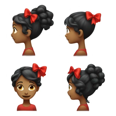 black open hair from behind with a red bow sticker