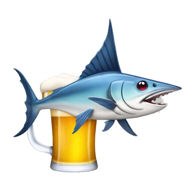Swordfish with a beer sticker