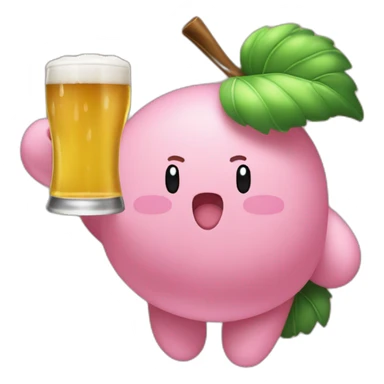 Kirby qui bois une bière sticker
