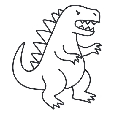 Godzilla hand drawn outlined icon sketchy lines no fill sticker