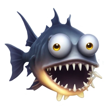 Anglerfish with glowing lure, sharp teeth, and big eyes. sticker