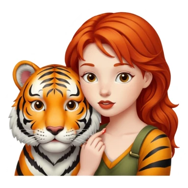 redhead girl kissing tiger sticker