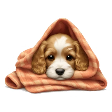  cavapoo puppy sleeping with a blanket sticker