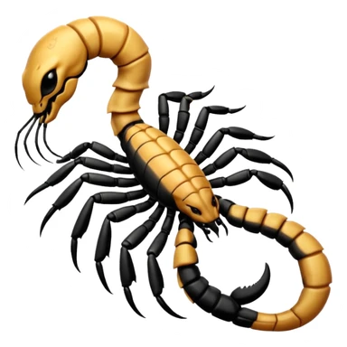 A 3D cartoon scorpion tattoo on a forearm, black ink, detailed stinger and claws, soft lighting, Memoji-style realism. sticker