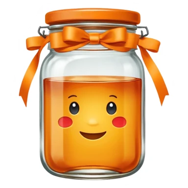 Hermès-style vintage jam jar, classic design, orange ribbon, cute emoji style sticker