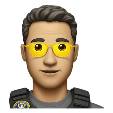 man with yellow "FBI" letters on his cap sticker