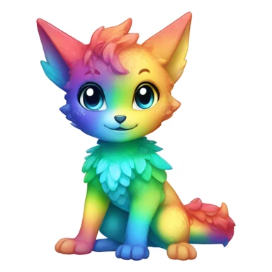 a anthro chibi-style colorful rainbow-gradient-shiny gem-sparkle-Fakémon-hybrid full body sticker
