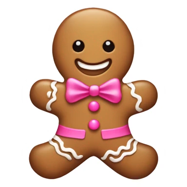 Gingerbread man light brown with pink bow and pink candy cane  sticker