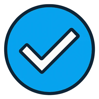 blue circle with a white check mark sticker