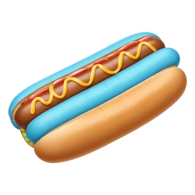 a blue hotdog bun with a minty colored hotdog in the middle of it sticker
