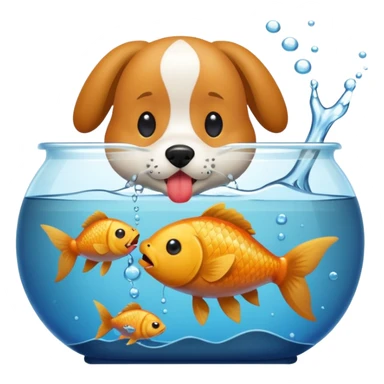 Dog licking a fish in a tank sticker