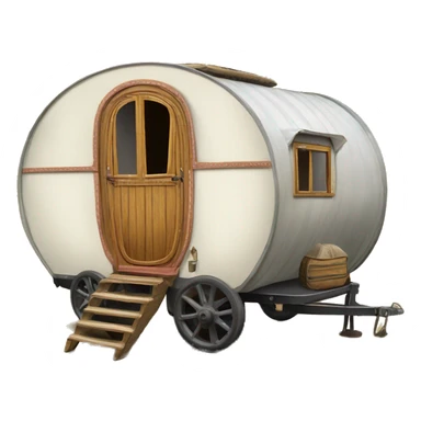 Realistic vintage round gypsy caravan wagon camper sticker