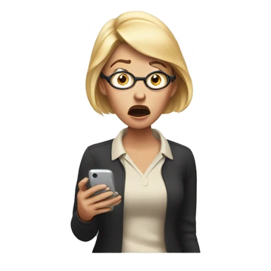 Woman looking at cell phone shocked sticker