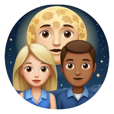 couple talking with moon in the background sticker