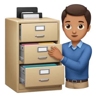 A person opening a filing cabinet to search for file sticker