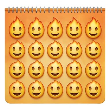 A page from a wall calendar that starts burning from the bottom right corner. Use soft and pastel tones. Make the emoji image resemble the basic set of smileys like on the iPhone. sticker