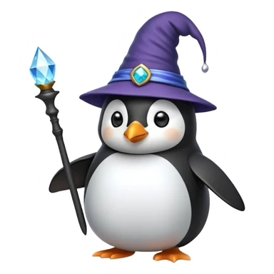 penguin wizard with magic wand and wizard hat sticker