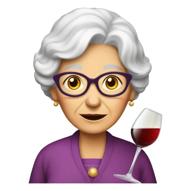 Granny with plate of cheese and wine sticker