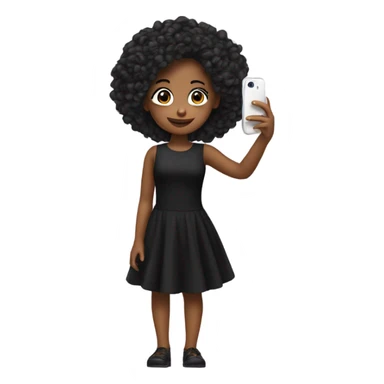 Girl taking a selfie full body black dress sticker