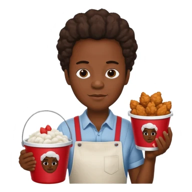 black person holding fried chicken in a KFC bucket and watermelon and cotton sticker