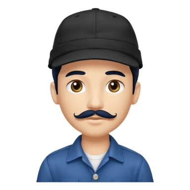 generate a pretty bratz boy wearing a dark blue cap and  button up shirt. Handsome

Mustache- black

hair black long sticker