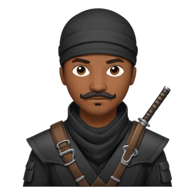 african-american web developer mustache mercenary black asymmetrical ninja hacker sticker