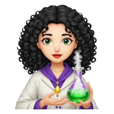 latina moon alchemist woman curly black hair potion sticker