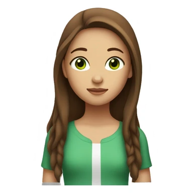 Girl with long brown hair green eyes with a palimono horse with white streak on face sticker