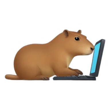 Capybara watching netflix on computer sticker