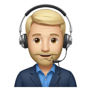 a sales agent with headphones and beard blonde hair smile sticker