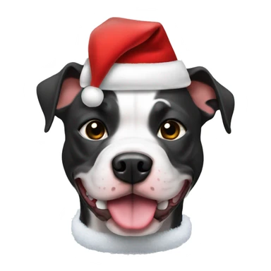 black and white pitbull Santa hat sticker