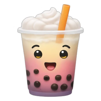 Boba tea with eyes and mouth sticker