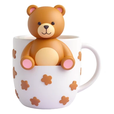 white mug with a teddy bear pattern sticker