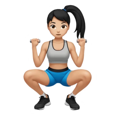 Women with long black ponytail doing a squat sticker