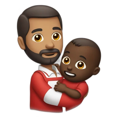 dark-skinned-bearded-man-holding-mask-of-baby-face-covered-in-red-paint sticker