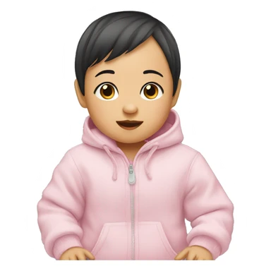 asian baby girl takes photo sticker