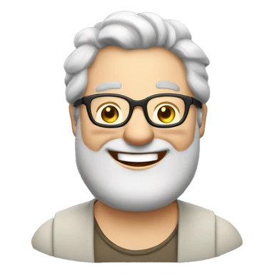 Laughing fat Caucasian man with glasses and gray hair sticker