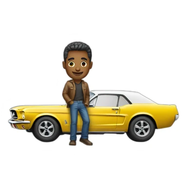 a man posing the mustang car sticker