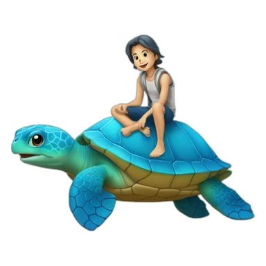 Un dauphin sur une tortue sticker