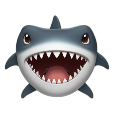 a man transformed into a shark with fangs instead of a mouth and devil horns sticker