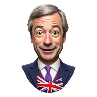 Nigel Farage waving a Union Jack flag  sticker