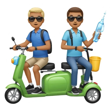 2 men on mobility scooters with water pistols sticker