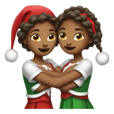 Two girls dressed like christmas huging  sticker