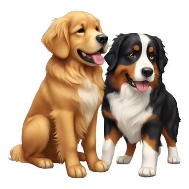 golden retriever and Bernese mountain dog playing sticker