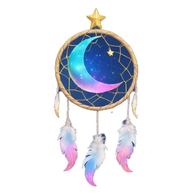 Sparkly moon-and-stars-galaxy-dreamcatcher sticker