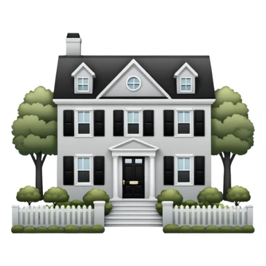 light gray colonial house with black shutters and black front door sticker