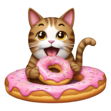 Cat eating donut sticker