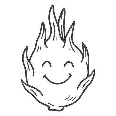 playful dragon fruit hand drawn black outline sticker