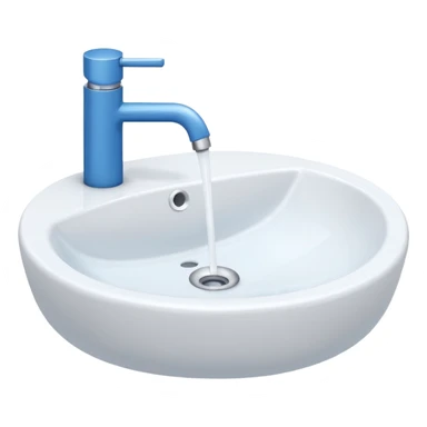 “Flat icon-style emoji of a bathroom sink with a simple faucet and rounded basin, white and blue tones” sticker