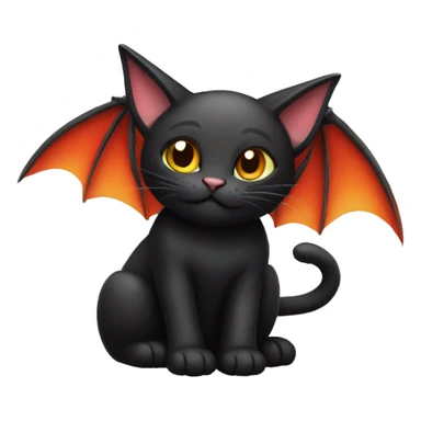 A black cat whit dragon wings and two little horns  sticker